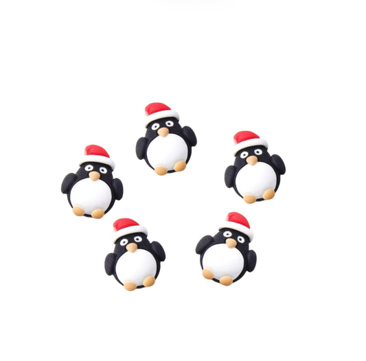 Festive Penguin 3D resin  flat back embellishments x 4