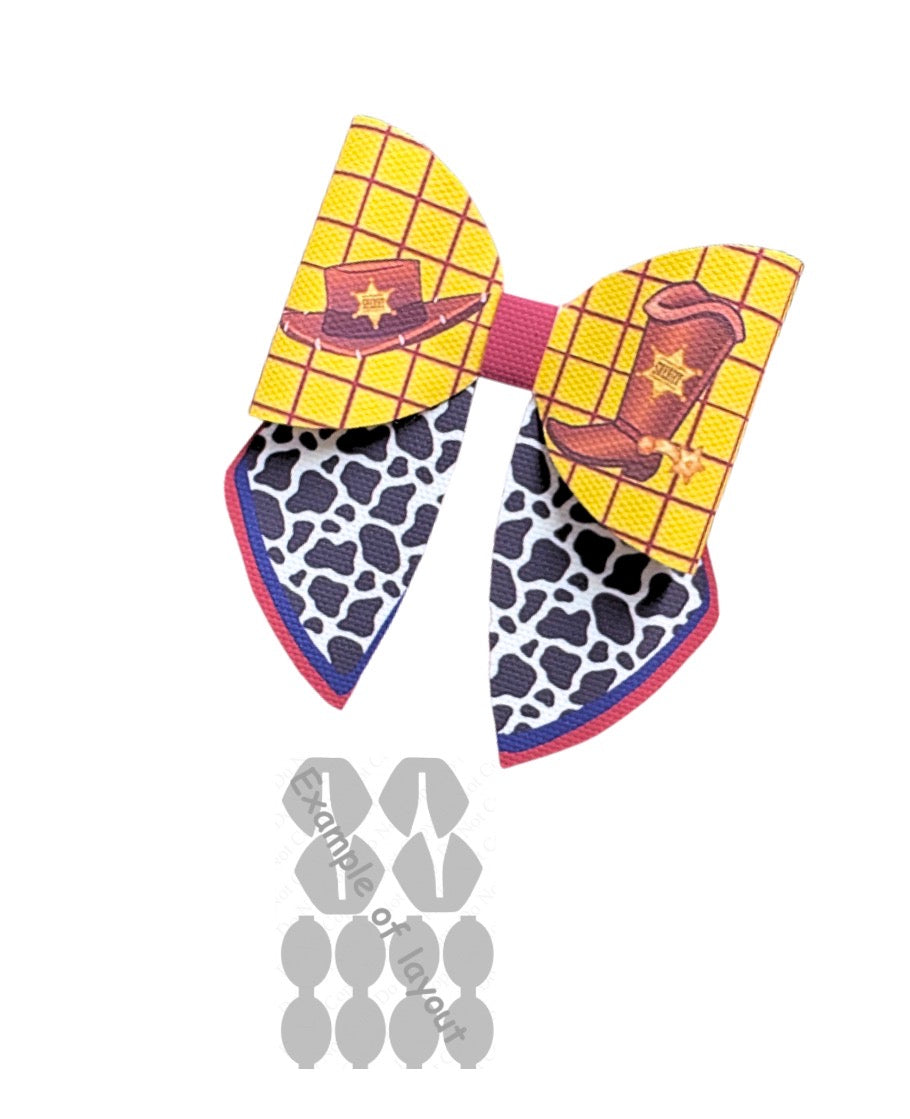 4 x printed in house Canvas  bow loops and Sailor Tails 3.5” Cowboy