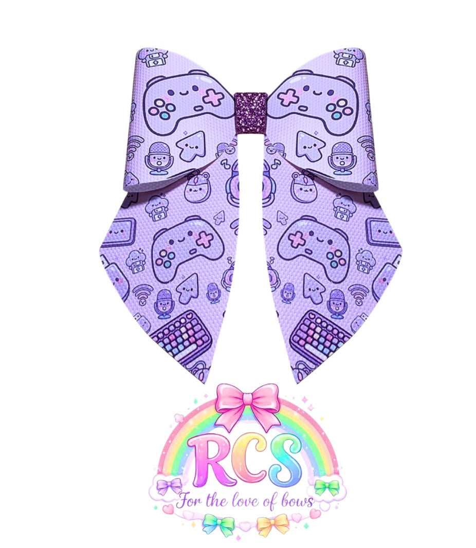 4 x printed in house Leatherette cut around bow loops and sailor Tails 3.5” Geeklings