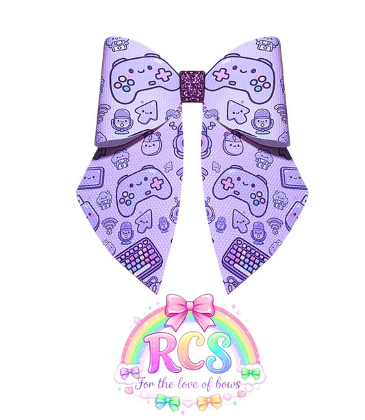 4 x printed in house Leatherette cut around bow loops and sailor Tails 3.5” Geeklings