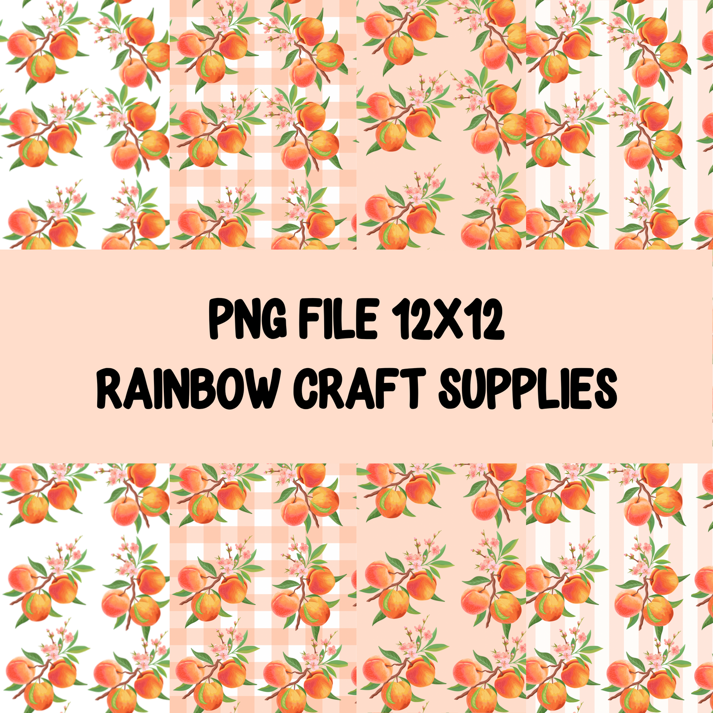 Peaches summer Fruit seamless pattern Set( PNG digital down loads)
