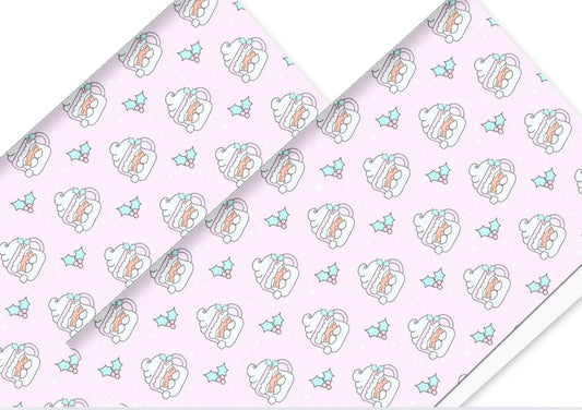 Christmas  in house printed  leatherette fabric A4 Pastel Santa