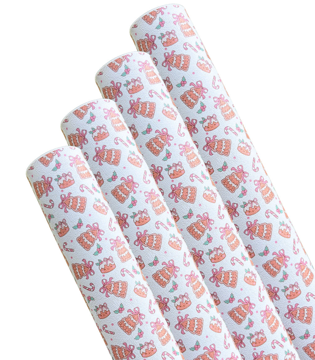 Christmas Cookies theme In house printed  leatherette fabric A4