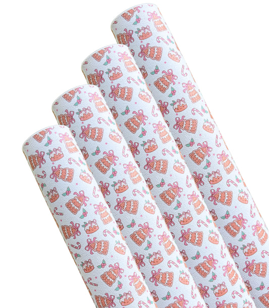 Christmas Cookies theme In house printed  leatherette fabric A4