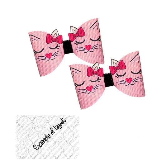 7 x 3D Kitty cat themed canvas Hair bow loops 3.5”