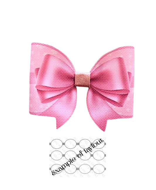 6 x PINK 3D Bow leatherette hair bow loops 3.5”