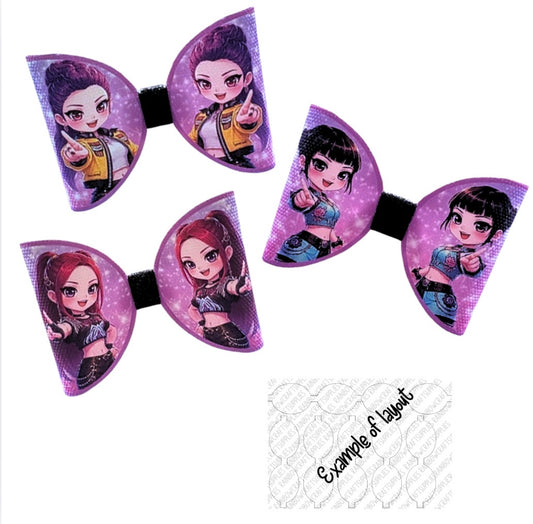 7 x printed in house Leatherette bow loops NEW 3.5” K pop