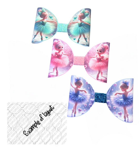 7 x printed canvas  bow loops 3.5” Ballerina