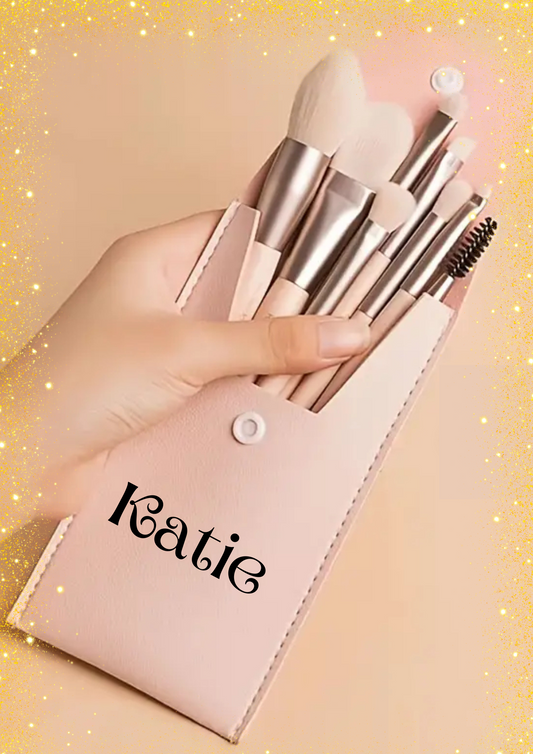 Personalised make brush case with brushes