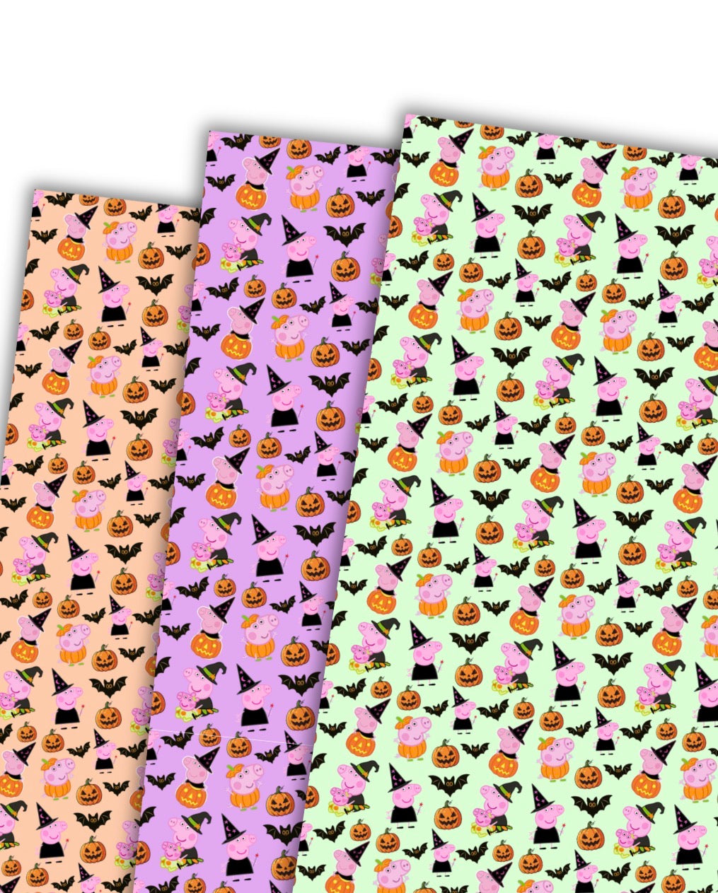 3 x Pig world Halloween printed  canvas fabric A4