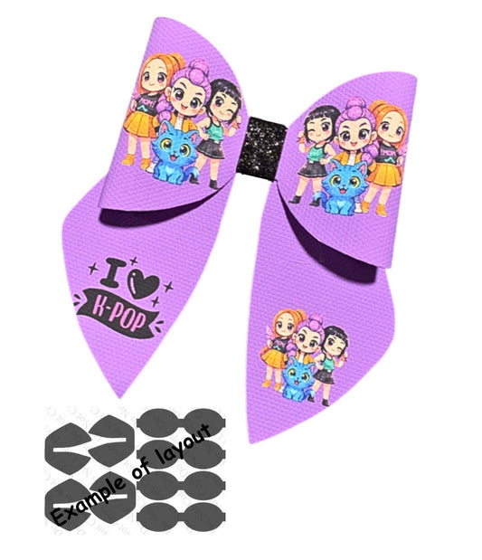 4 x In house printed Leatherette bow loops and Sailor Tails 3.5”Kpop