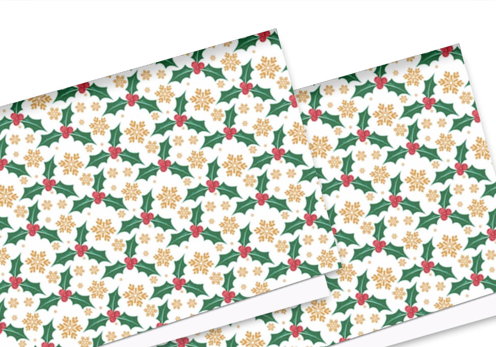Christmas Holly themed canvas fabric A4