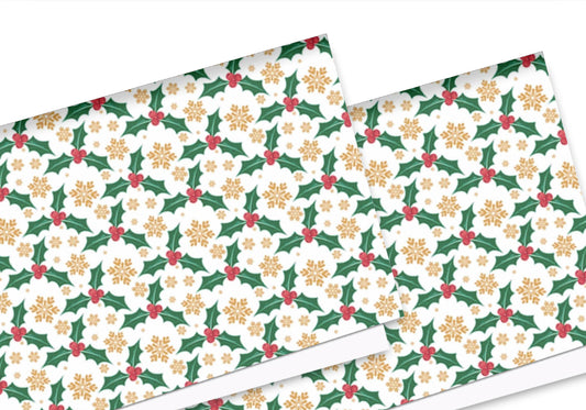 Christmas Holly themed canvas fabric A4