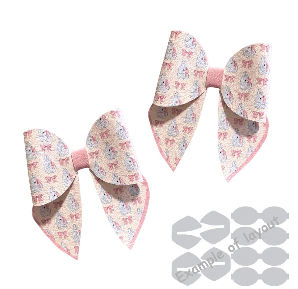 4 x In house printed Leatherette bow loops and Sailor Tails 3.5” Plush Bunny theme (Copy)