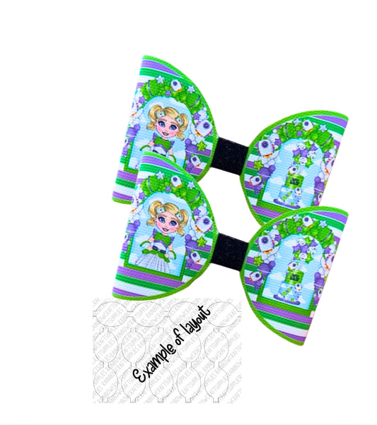 Toy land Space girl  pre printed canvas bow loops x 7 (3.5”)