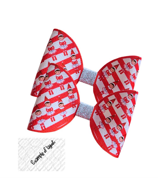 7 x Naught Elf Girls leatherette hair bow loops 3.5”