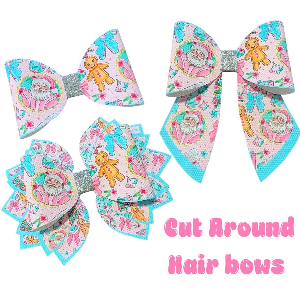 Sweet Santa Cut around hair bow making sets 3.5”(choice of bow shape)