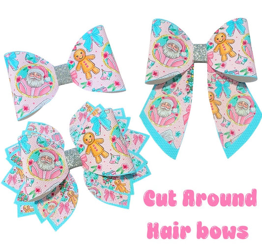 Sweet Santa Cut around hair bow making sets 3.5”(choice of bow shape)