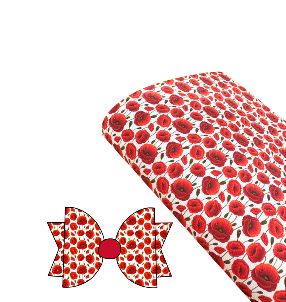 Remembrance day Poppy themed printed canvas bow loops A4