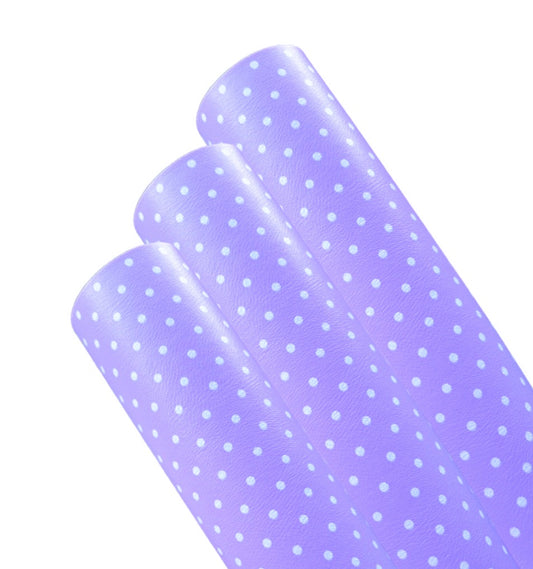 Lilac polka dot  premium leatherette fabric A4