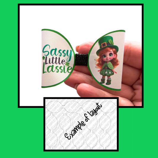 St patricks day girl themed pre printed canvas bow loops x 7 (3.5”)