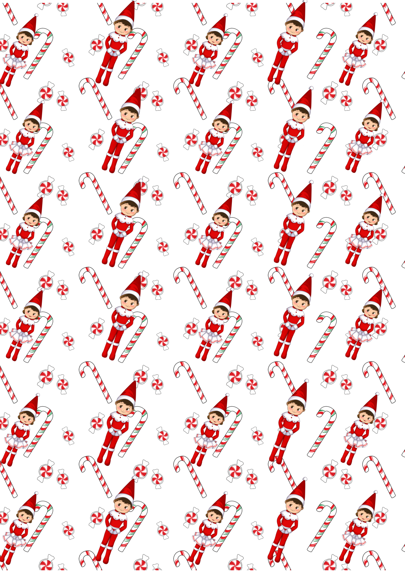Naughty Elf printed 280gsm canvas fabric A4