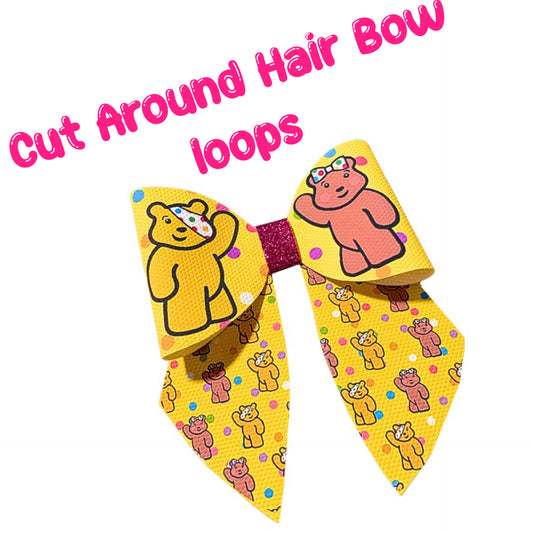 4 Bear themed Cut around hairbow bow loops and sailor tails 3.5
