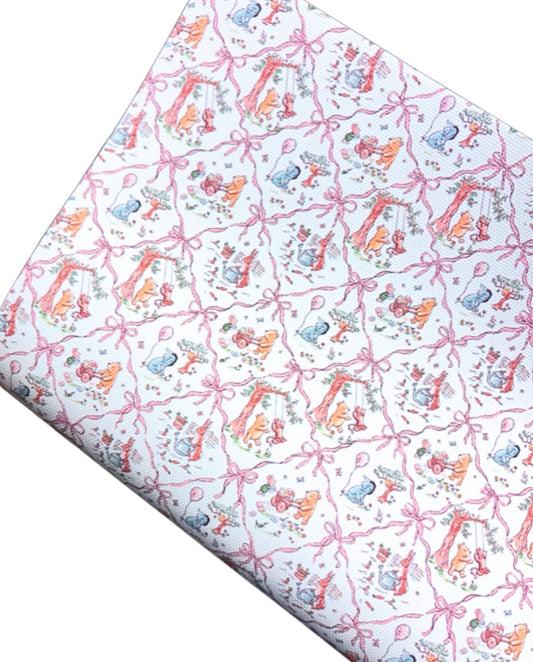 In house leatherette printed fabric A4 100 Acre woods