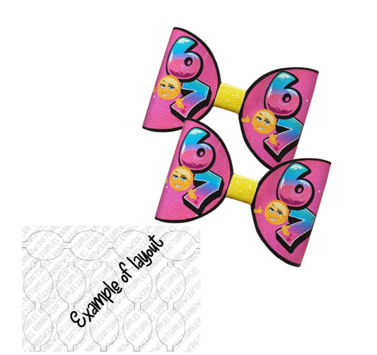 7 x printed in house Leatherette bow loops 3.5” “6 7”