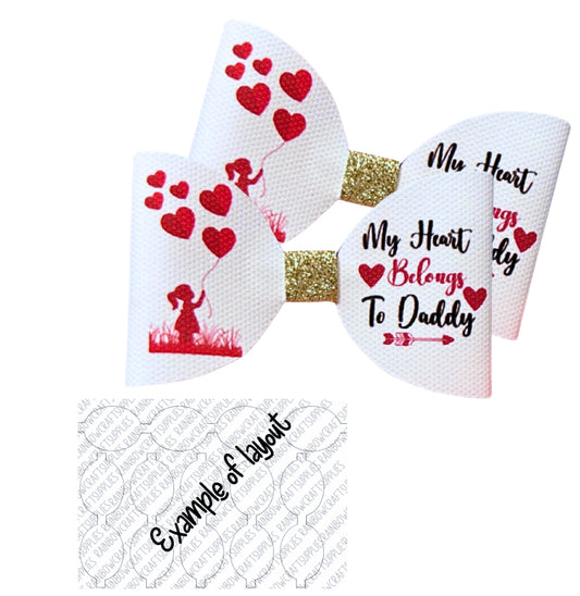 7 x valentines Day pre printed canvas hair bow making loops 3.5”