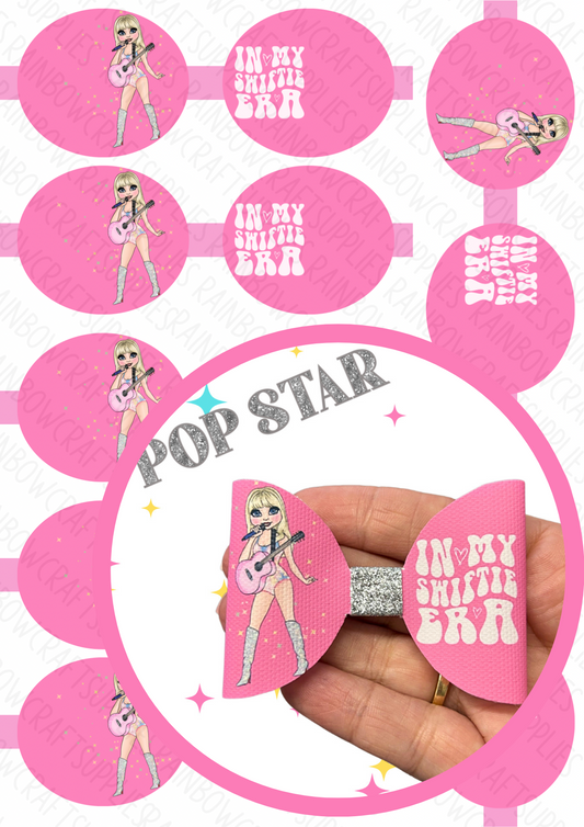 Popstar pre printed canvas bow loops x 7 (3.5”)