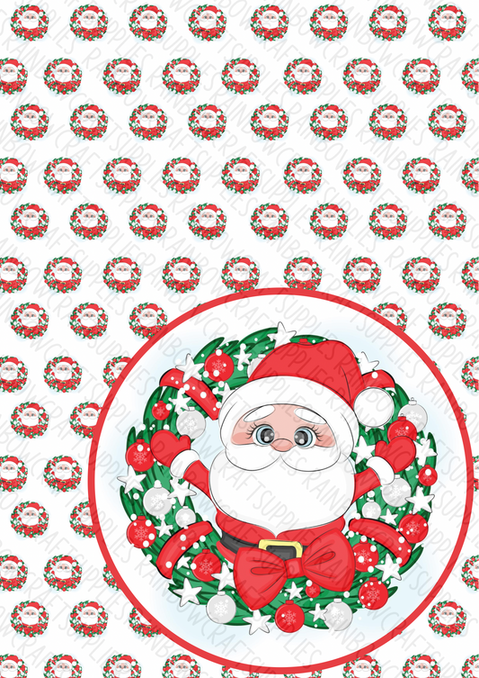 Festive Santa printed 280gsm canvas fabric A4