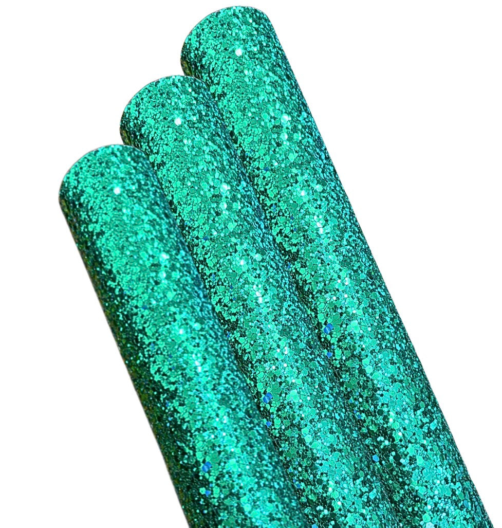 Jade Green luxury chunky glitter fabric A4