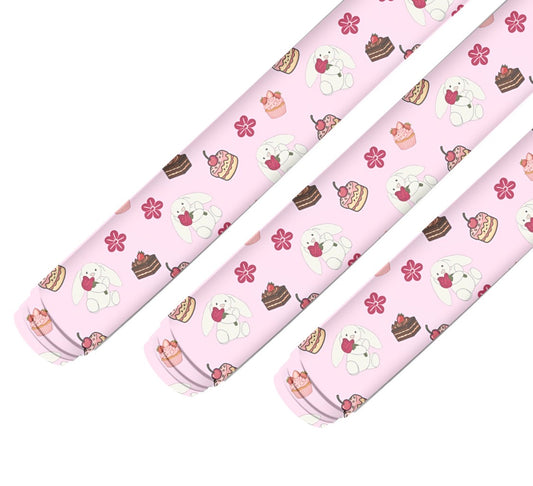 Cuddly Bear Kawaii bunnies printed premium canvas fabric  fabric A4