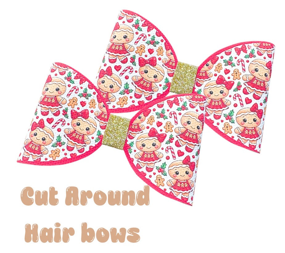 7 x Cut around hair bow loops 3.5” Canvas/leatherette Mrs Gingerbread