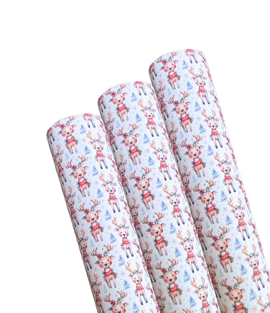 Cute Reindeer Seamless leatherette fabric A4