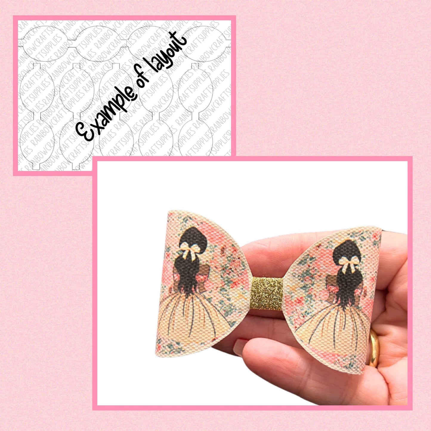 Floral Girl  themed printed canvas bow loops x 7