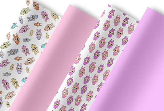 4 Piece bubu Furry Bear themed printed premium canvas  fabric A4