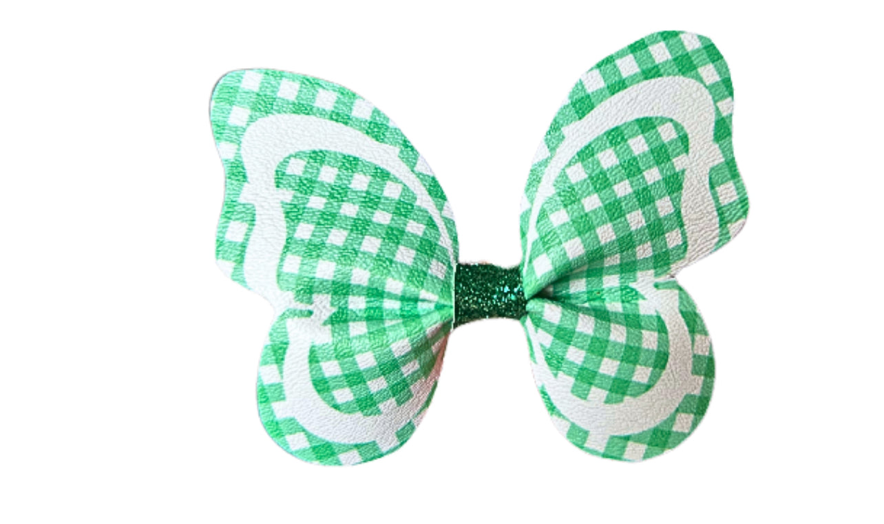 7 x Pre printed Ready to cut Butterfly Pinch bows 3.5” School Gingham