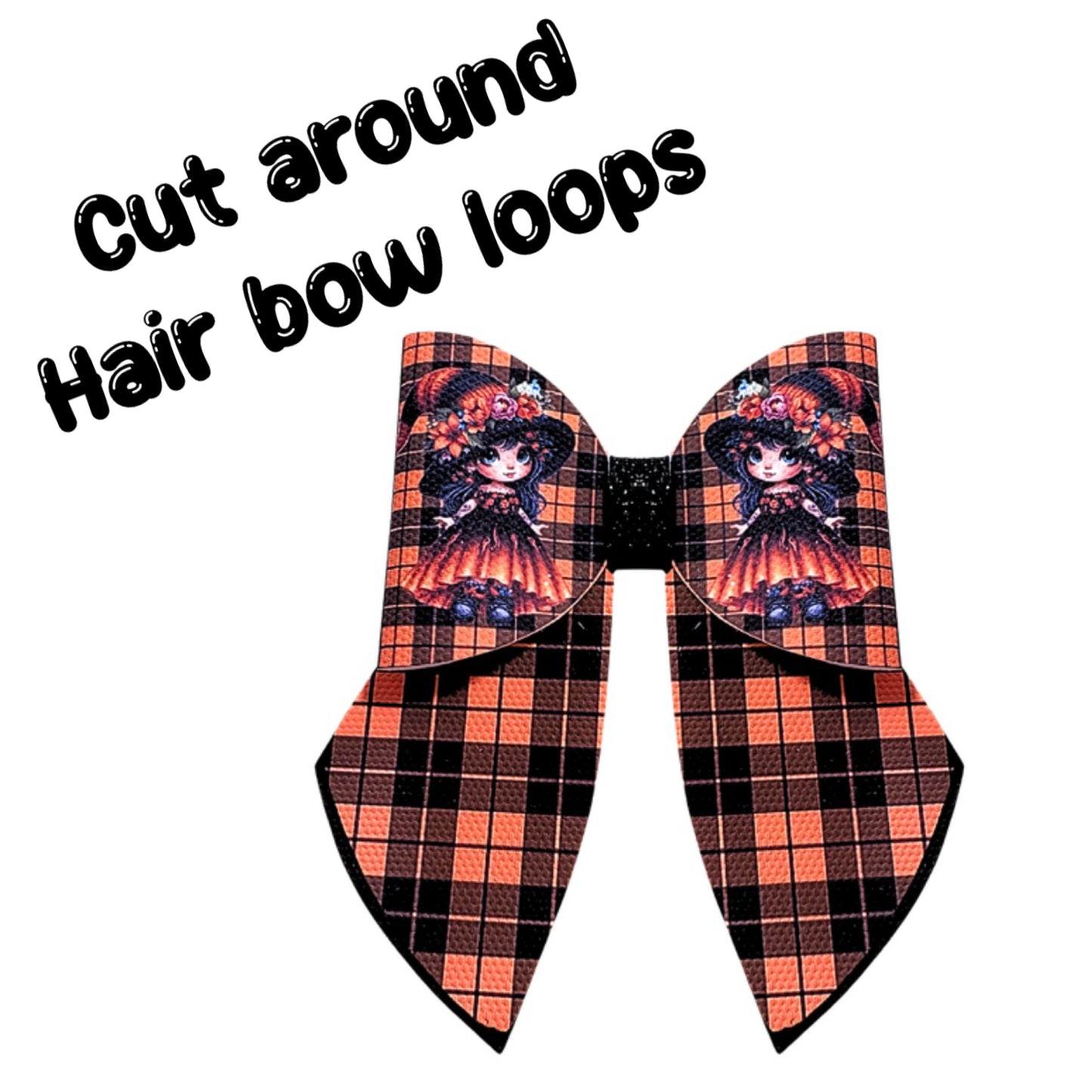 4 x printed in house Leatherette sailor Hairbows loops and tails 3.5” Creepy Kooky Witches