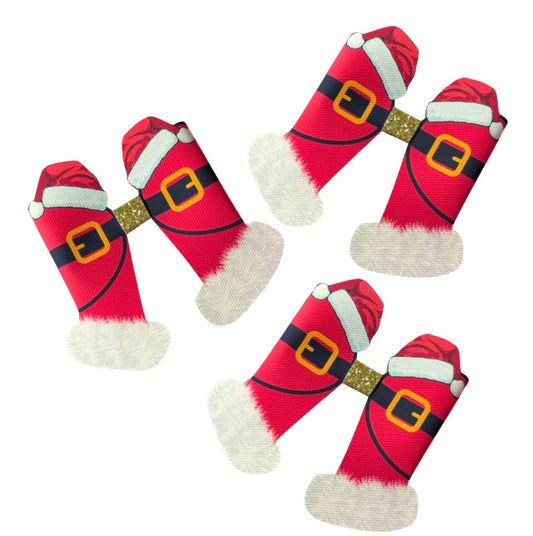 4 x Fluffy Santa Cut around hair bow loops 3.5”