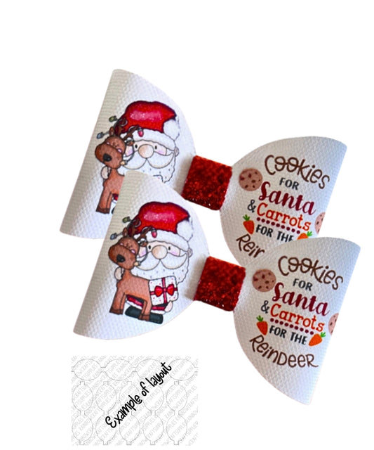 Cookies for Santa pre printed canvas hair bow loops x 7