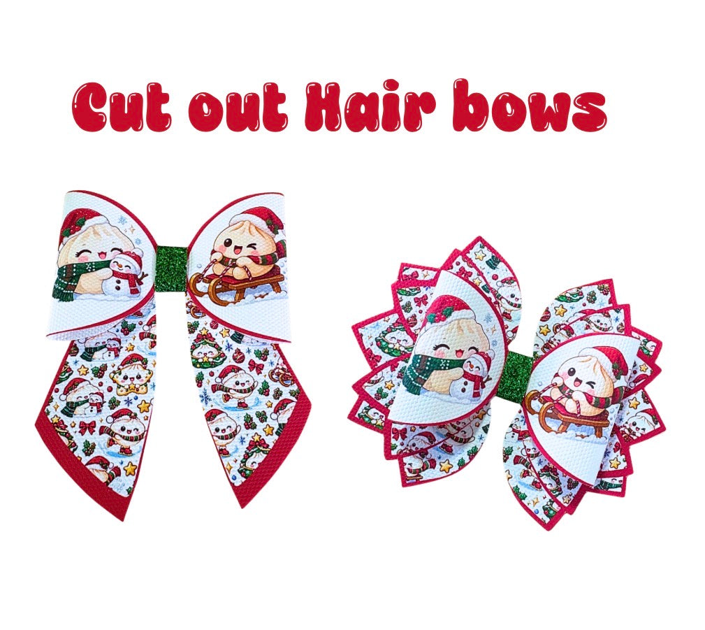 Little Dumpling Christmas Cut Out hair bow making sets 3.5”(choice of bow shape)