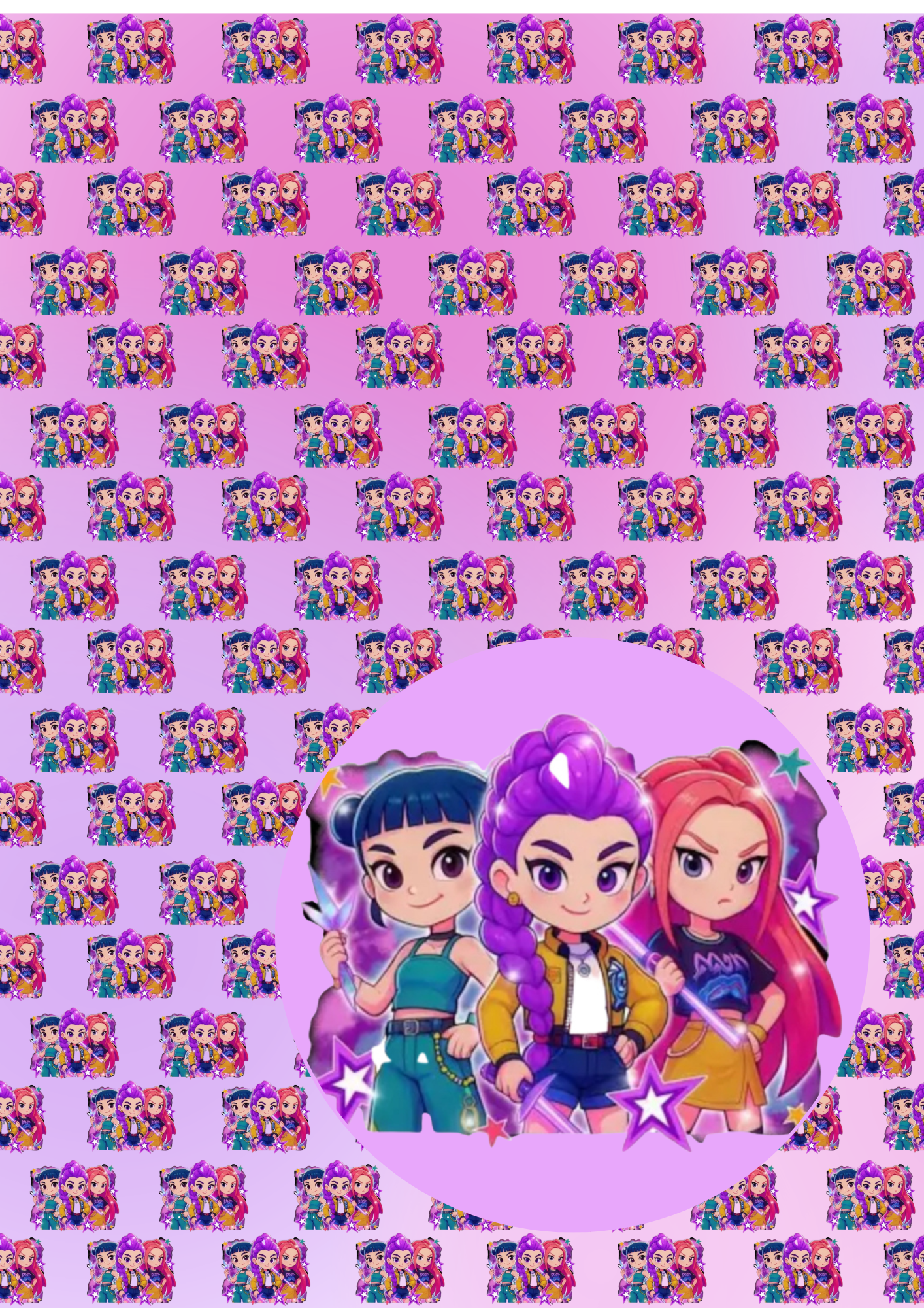 Demon Girls theme printed canvas fabric A4