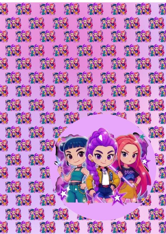 Demon Girls theme printed canvas fabric A4