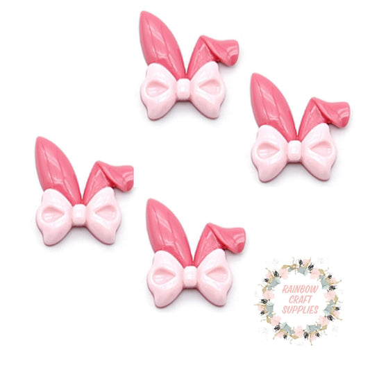 Easter Bunny bow ears  flat-back embellishments x 4