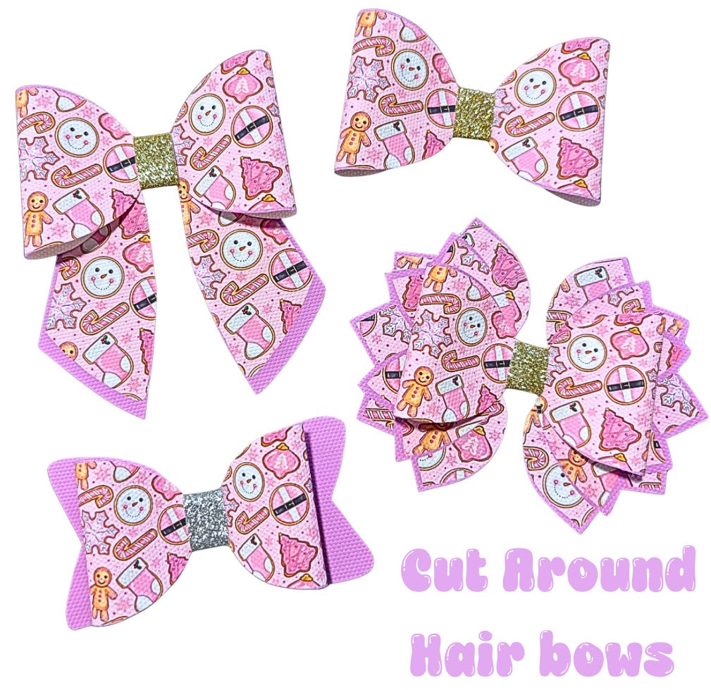 Christmas Cookie Cut around hair bow making sets 3.5”(choice of bow shape)