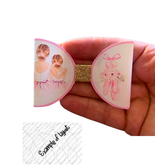 7x Ballerina printed canvas bow loops 3.5”