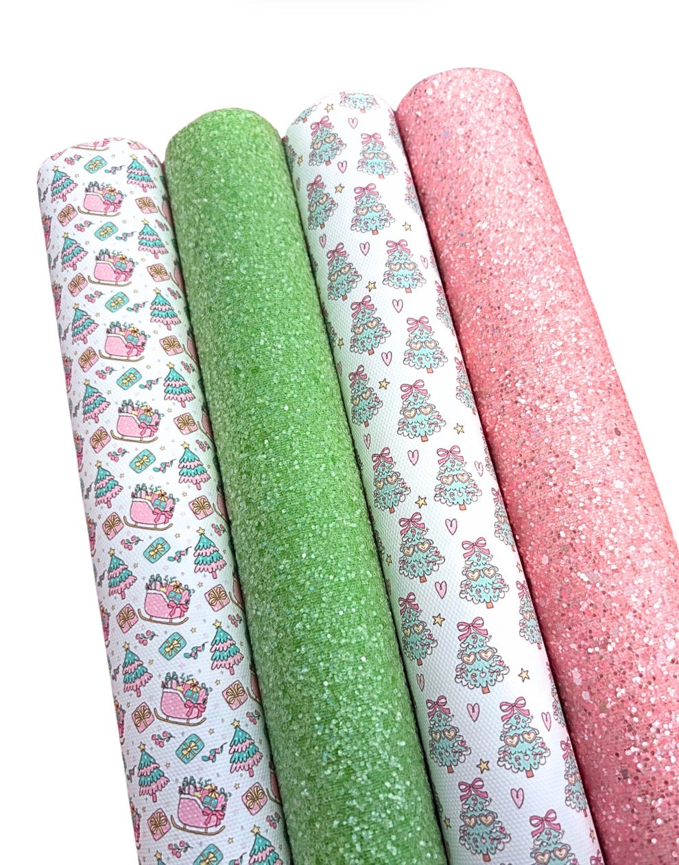 Christmas themed printed premium canvas & Chunky glitter fabric A4 set