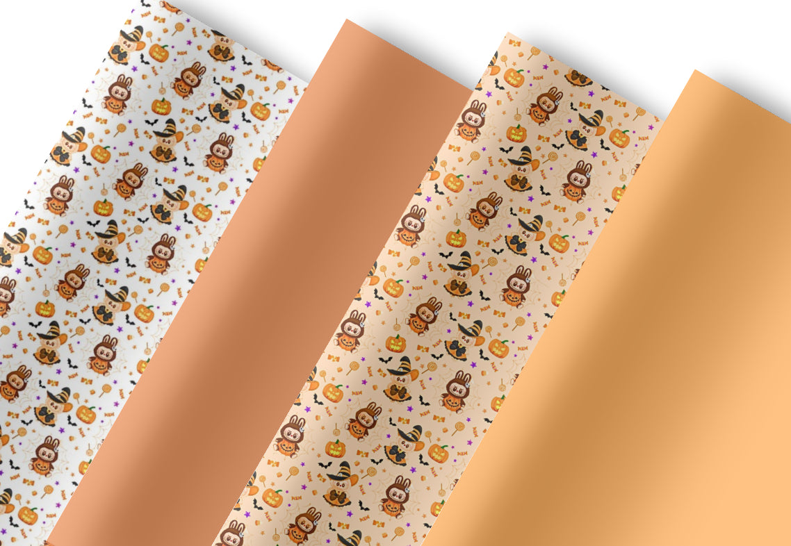 4 Piece bubu Furry Bear Halloween printedcanvas  fabric A4